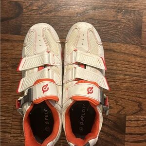 Peloton White and Red Cycling Shoes
